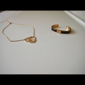 Monogram necklace and bracelet cuff: J